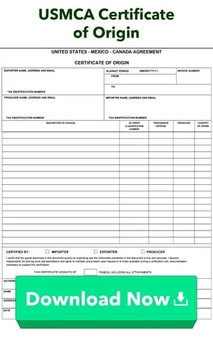 USMCA Certificate of Origin